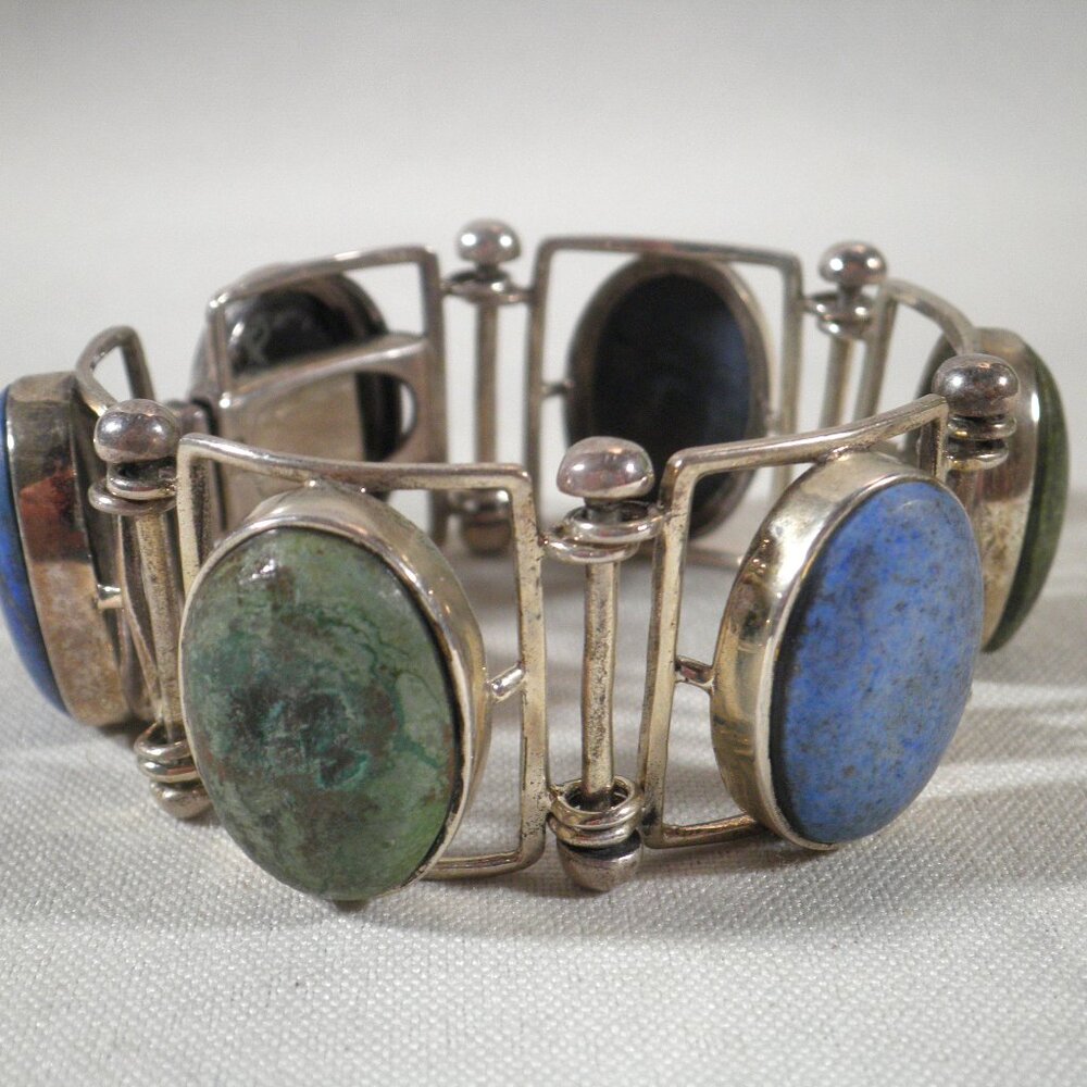 Vintage Southwest Native American Women's Sterling 925 Silver Link Bracelet